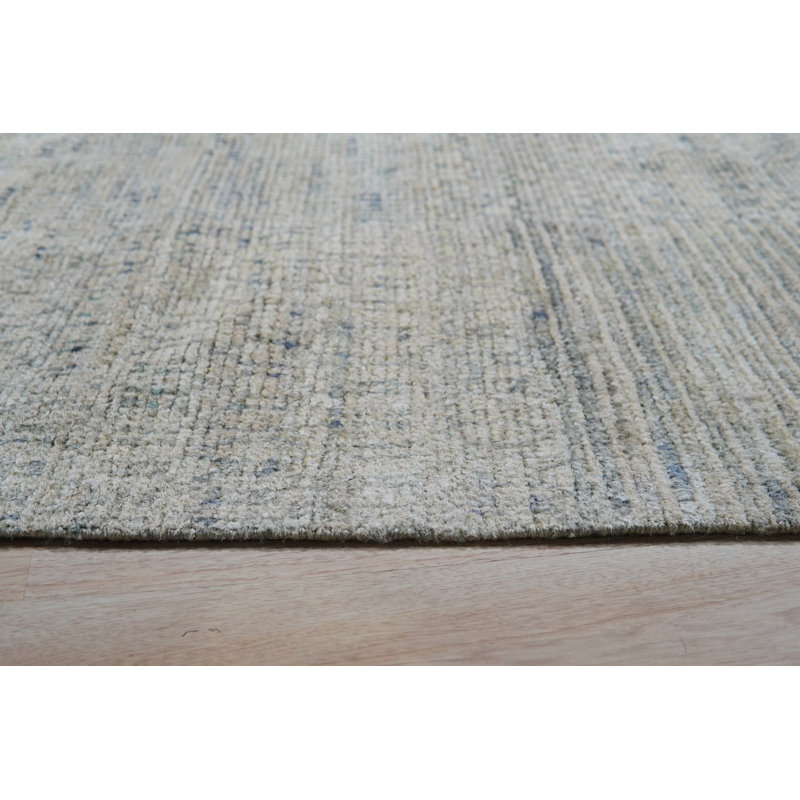 Hand Knotted Silk Area Rug in Green