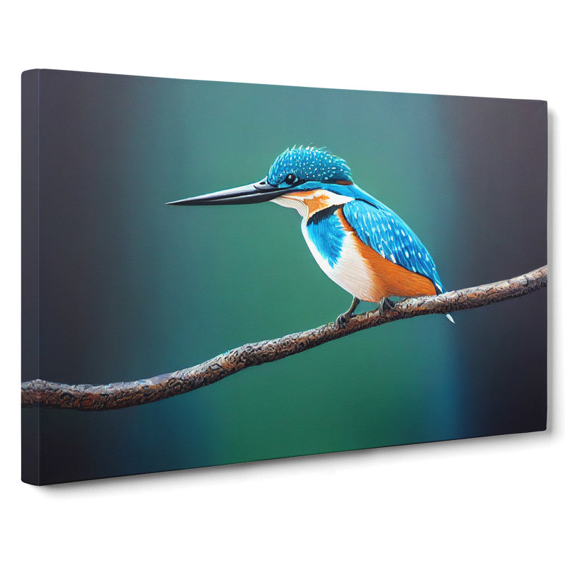 Desirable Kingfisher Bird - Wrapped Canvas Print, 35cm H x 50cm W x 3cm D