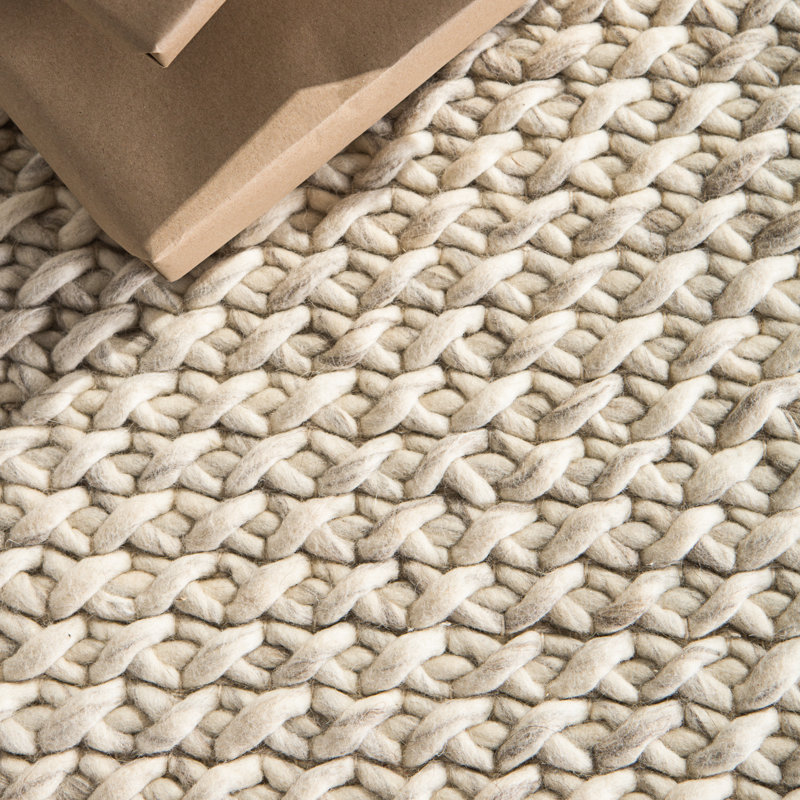 Sabha Wool Area Rug in Ivory/Gray, Rectangle 9' x 12'
