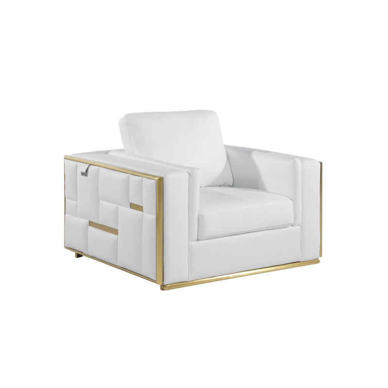 Fauteuil Basford, Cuir véritable blanc
