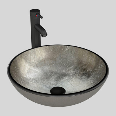 Lavabo de salle de bain vasque circulaire en verre martelé à la main avec robinet
