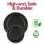 Assiettes plates rondes jetables en plastique noir avec cordon de perles dorées (25 cm) - 120 assiettes