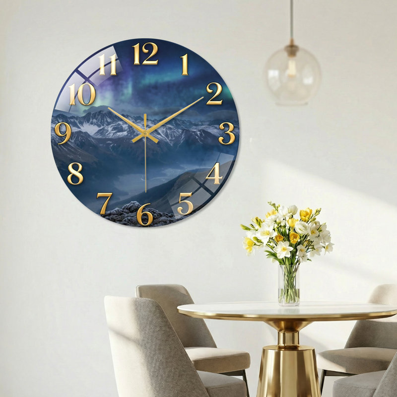Horloge murale en verre Mountain, 40 x 40 cm (15,7 x 15,7 pouces)