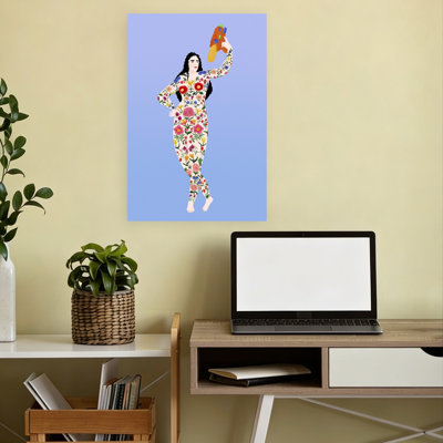 Young Daughter Colorful Contemporary Violet Flower Portrait Wall Art Print
