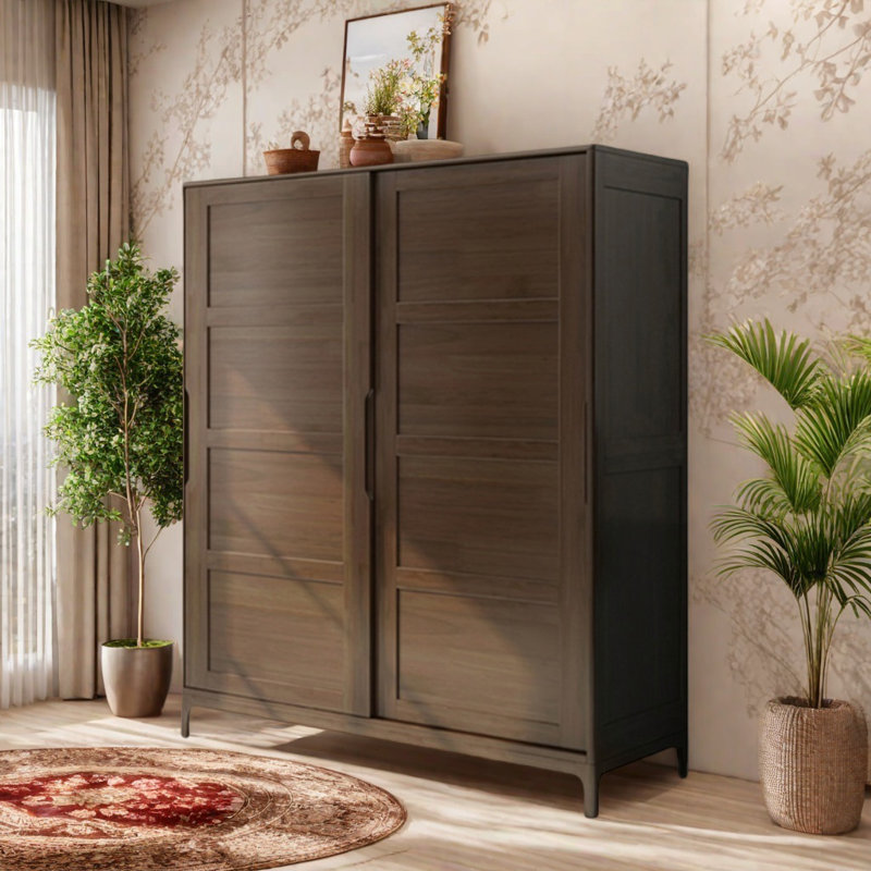 Garde-robe rétro pratique et classique, Noyer, H 82,68 po x l 70,87 po x P 24,41 po