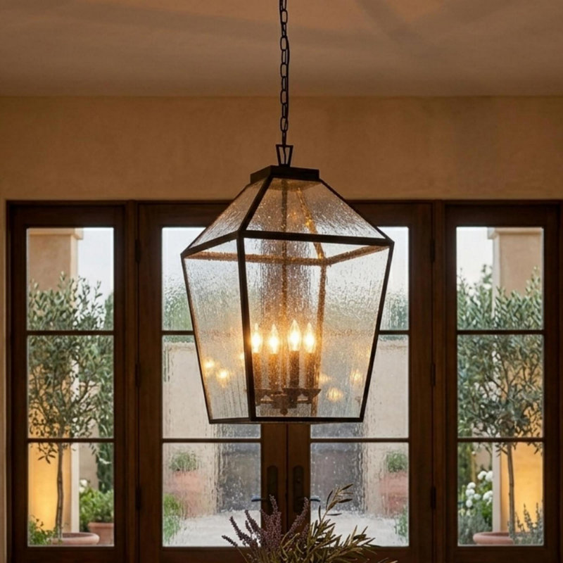 Auralux 4-Light IP54 Outdoor Hanging Lantern Pendant for Porch & Entryway