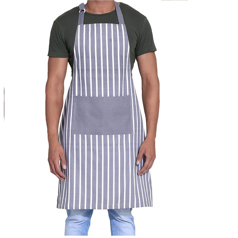 Brambly Cottage Hoppe Striped 100% Cotton Potholder & Oven Mitt Set, Grey