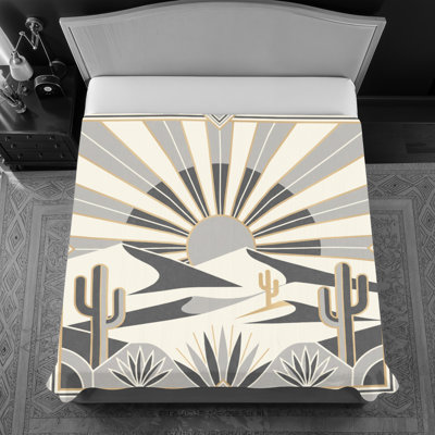 Desert Landscape Polyester Geometric Bedspread