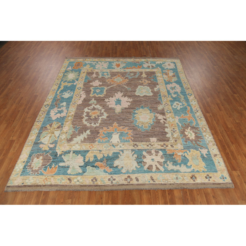 Tapis turc Oushak à teinture végétale brun 8 x 10