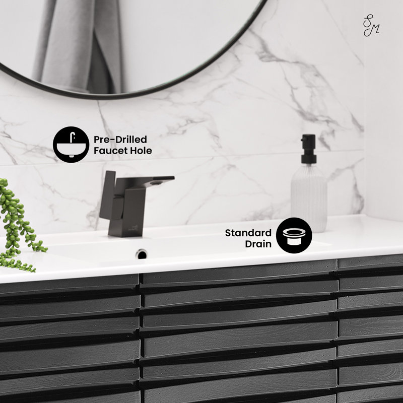 Cascade 48" Bathroom Vanity in Black, Black Oak, White, Single-Hole
