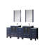 84 po Large, bleu marine, meuble-lavabo double, armoires latérales, robinet, comptoir en céramique blanche, 22 miroirs, surface de meuble-lavabo résistante aux taches, robinet monotrou inclus