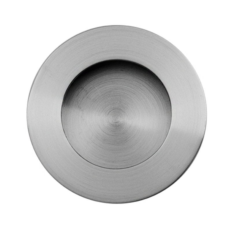 Plaque à tirer ronde, Acier inoxydable satiné, H 3,35 po x l 3,35 po x P 0,51 po