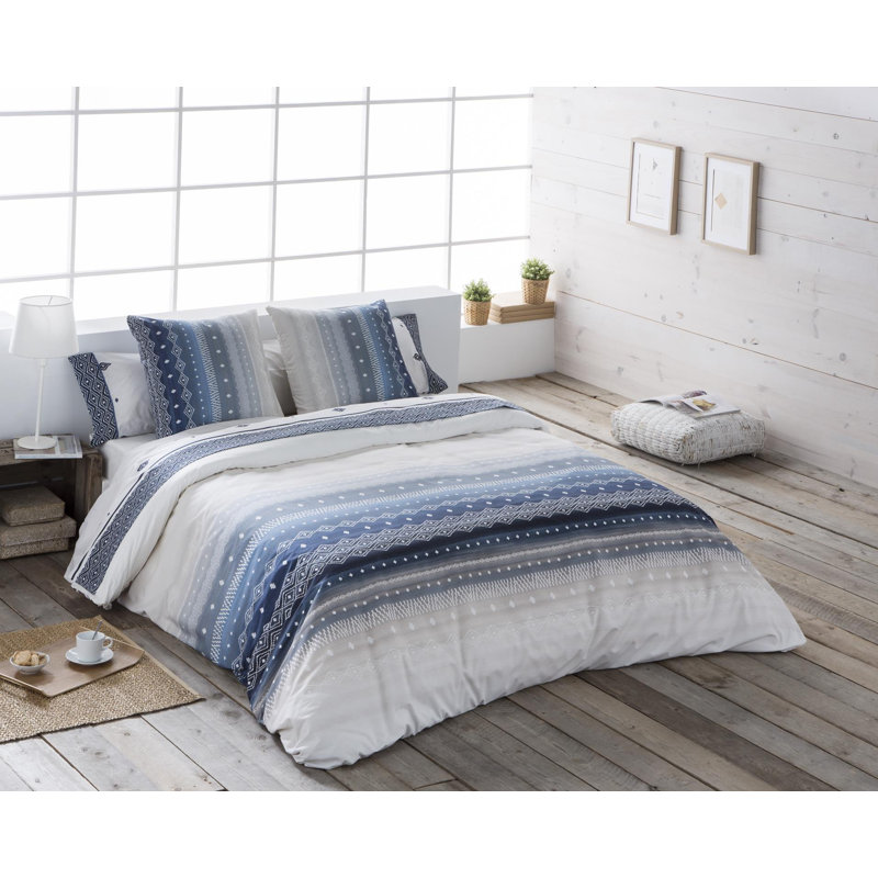Bonsai Geometric Shapes Duvet Cover Set with Pillowcases Included, 240 x 240 cm - 1 Pillowcase (45 x 45 cm)