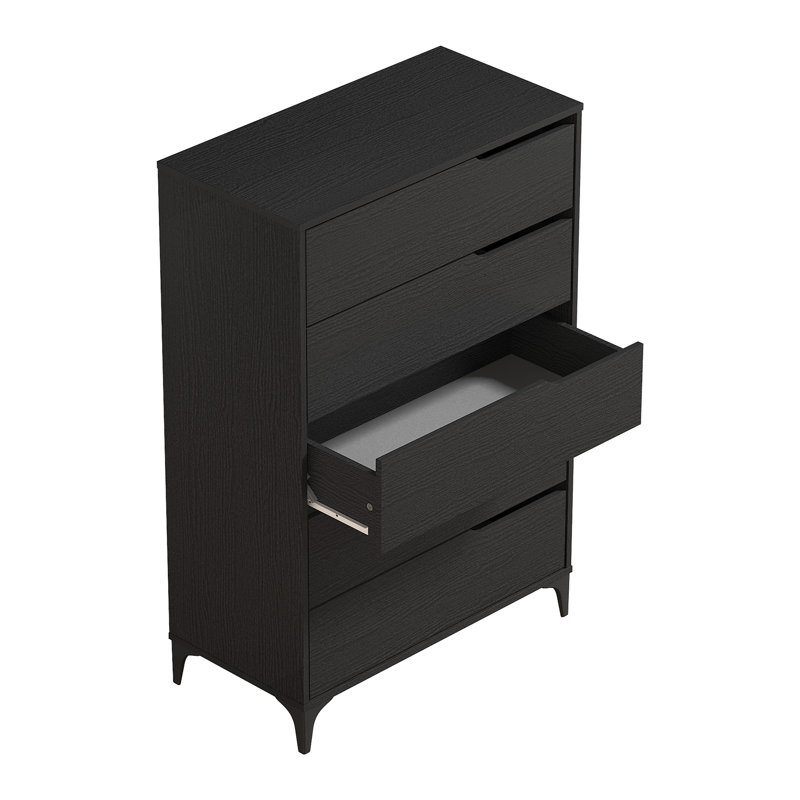 Commode 5 tiroirs Norcross, Chêne noir