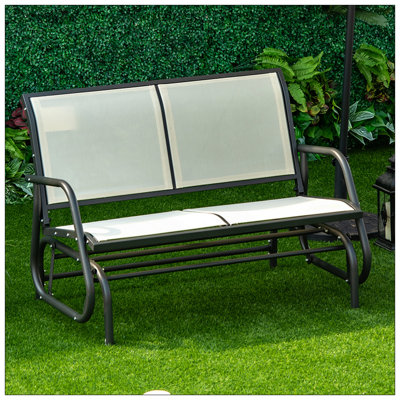 Banc oscillant pour 2 personnes, causeuse double à bascule de patio avec structure en acier thermolaqué pour porche de jardin