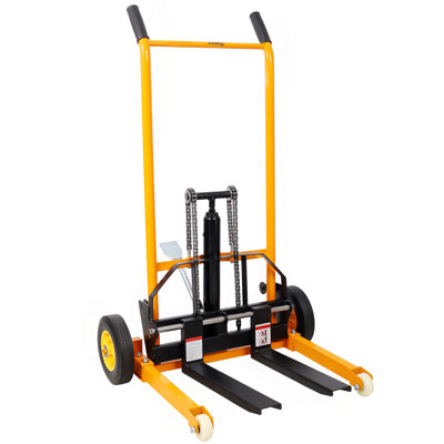 Manual Forklift Pallet Stakcer, Load  Capacity 440 Lbs, Hydraulic Material Lift 35.5" Lift Height With Adjustable Forks And Fixed Legs Pallet Truck Dolly Stacker,4PCS Wheels.