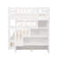 Lit superposé double au-dessus d'un escalier avec lit gigogne simple et rangement - Blanc agrafe pour chambre à coucher-1802740691