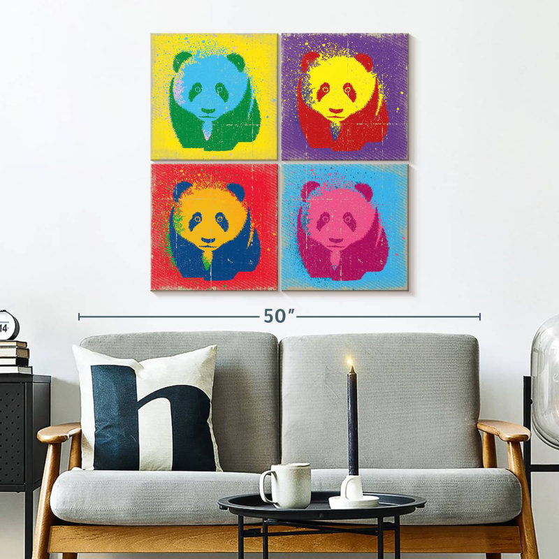 Brampt Paint Splash Pandas, H 32 po x l 32 po