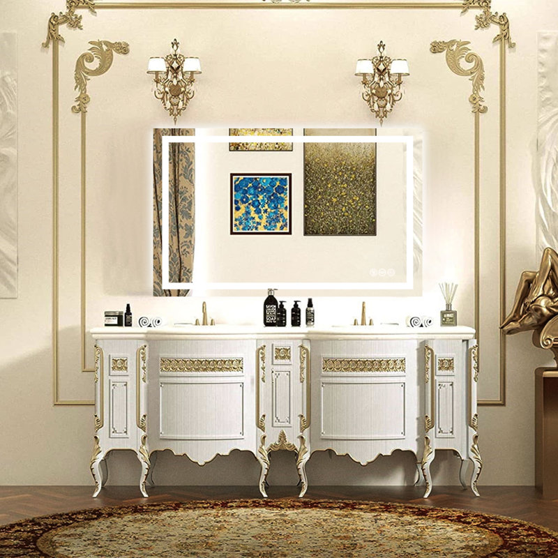 Super Bright Front & Back LED Lighted Bathroom Vanity Mirror Wall Mirror, Tempered Glass, 3 Colors Temperature & Dimmable & Anti-Fog, with UL, RoHS, ETL & 3-Year Warranty