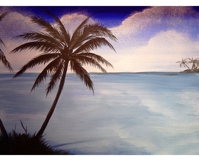 «Paradise», reproduction de peinture acrylique, Pas de tapis, Toile tendue, H 24 po x l 36 po x P 1 po