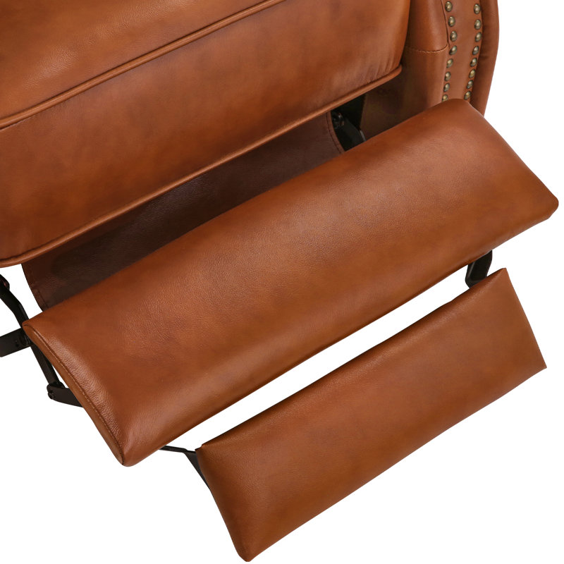 Fauteuil inclinable en cuir véritable à grain supérieur manuel H 43,7 po x l 28,7 po Evridiki, Chameau