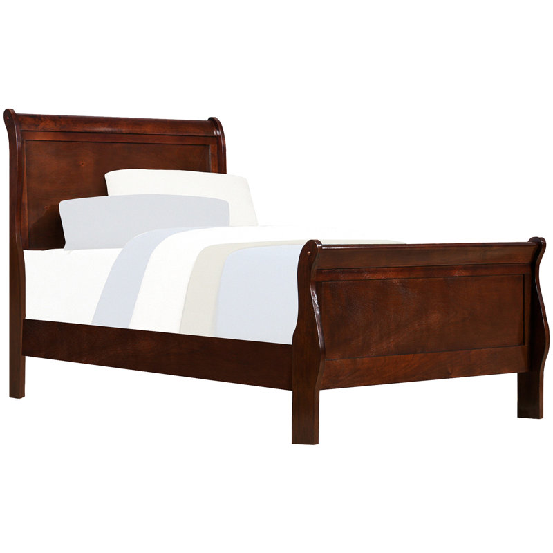 Mobilier de chambre à coucher en cerisier brun - lit simple, lit traditionnel de style classique, couleur, délice, Lit simple
