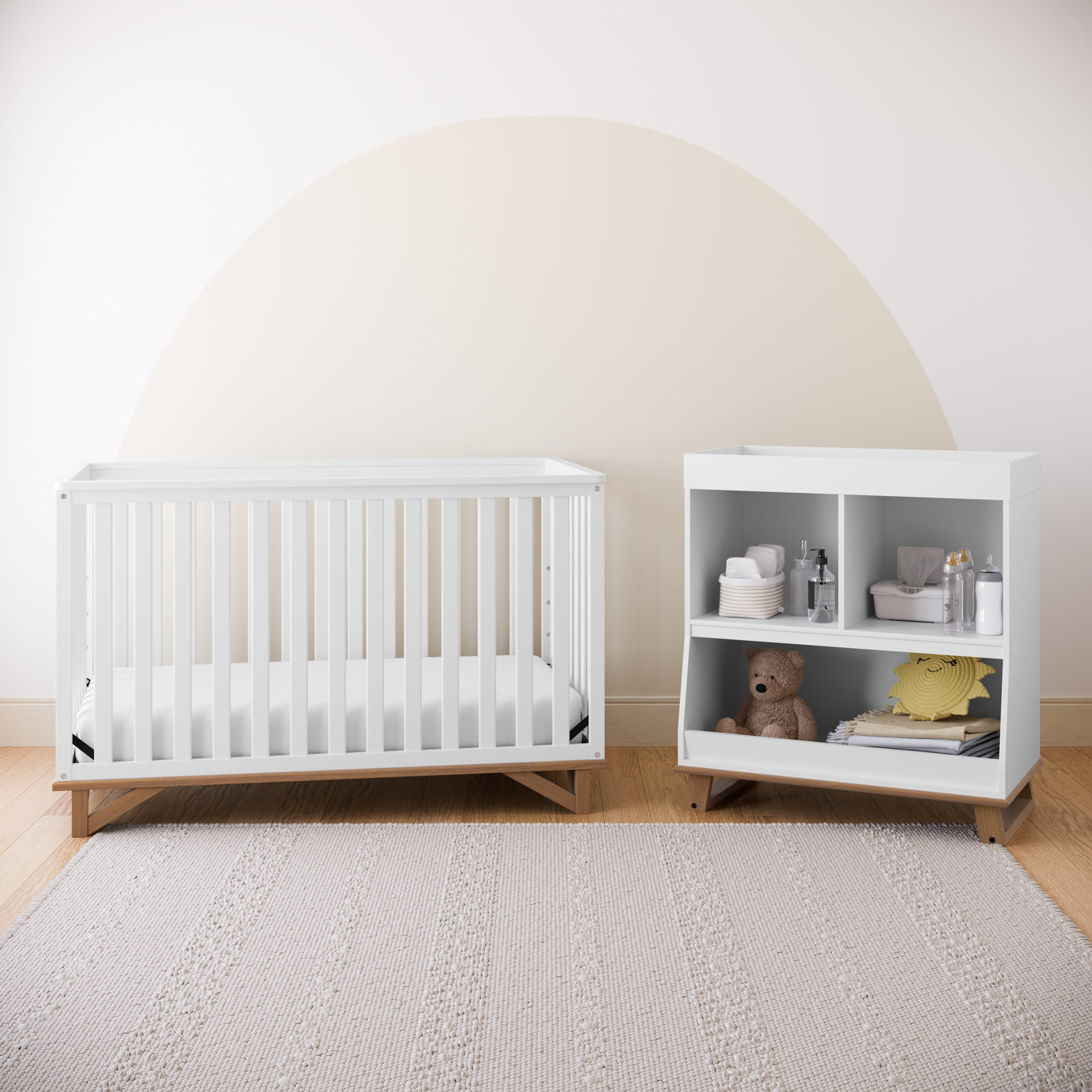 Santa Monica 2-Piece Nursery Furniture Set, White/Vintage Driftwood