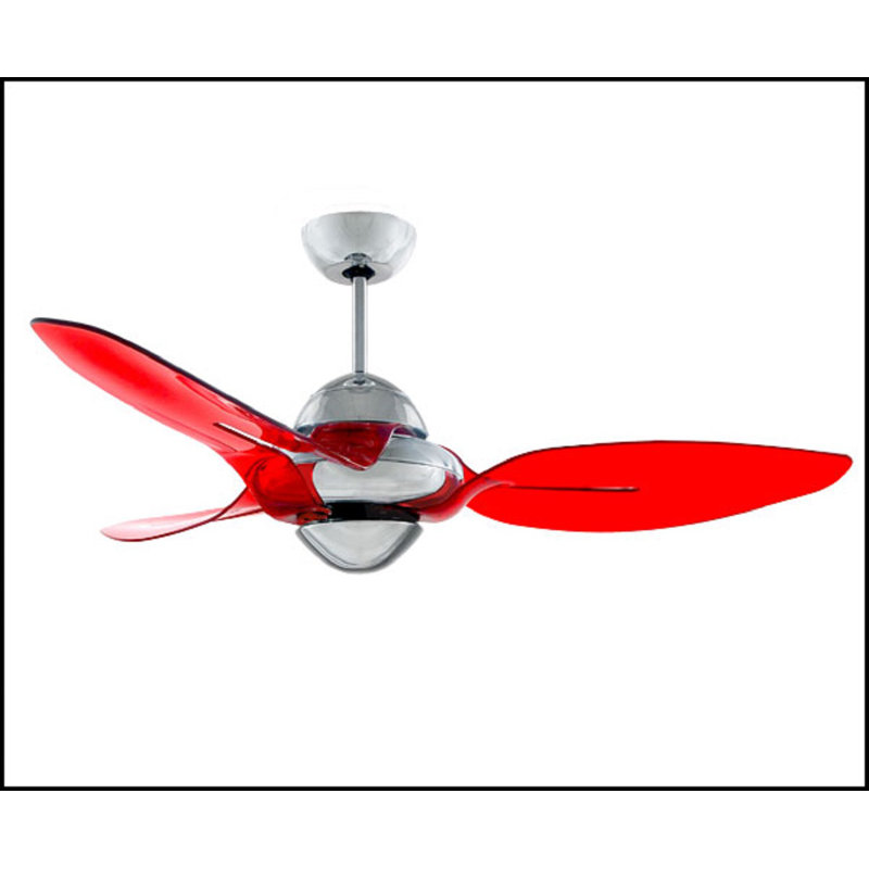 Ventilateur de plafond standard à 3 pales 54 "avec télécommande Seavey, Rouge translucide