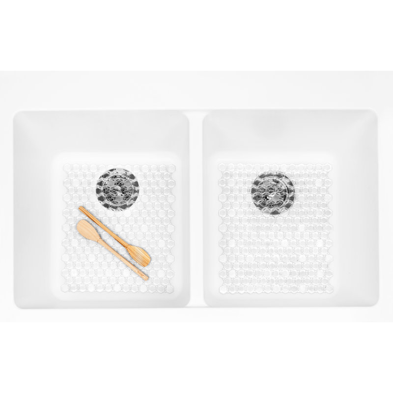 HEXA Kitchen Sink Non-Slip Plastic Drain Tray, Clear, 0.13" H x 12.99" W x 11.22" D