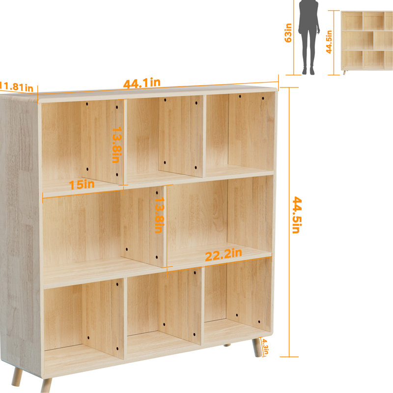 Bois de pin, 8 rangements, livres, boîtes de décoration, conception de compartiment optimisée, construction verticale, bibliothèque arrière optionnelle, tablettes fixes, fonctionnalité Space Cross, pour inclinaison murale