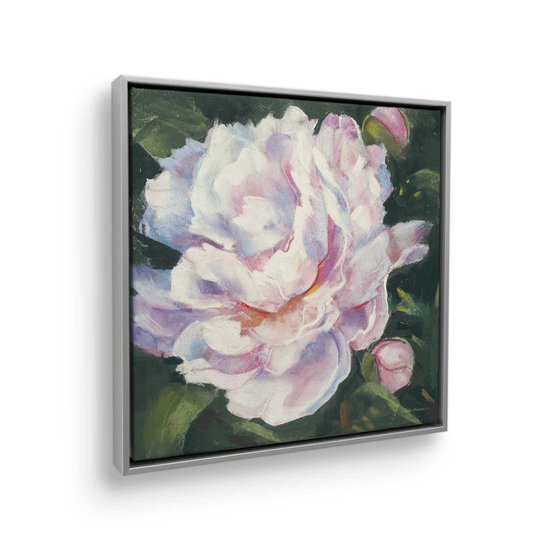 «Peony III» par Carol Rowan, reproduction d'art sur toile, H 12 po x l 12 po, Cadre flottant, Argent argent