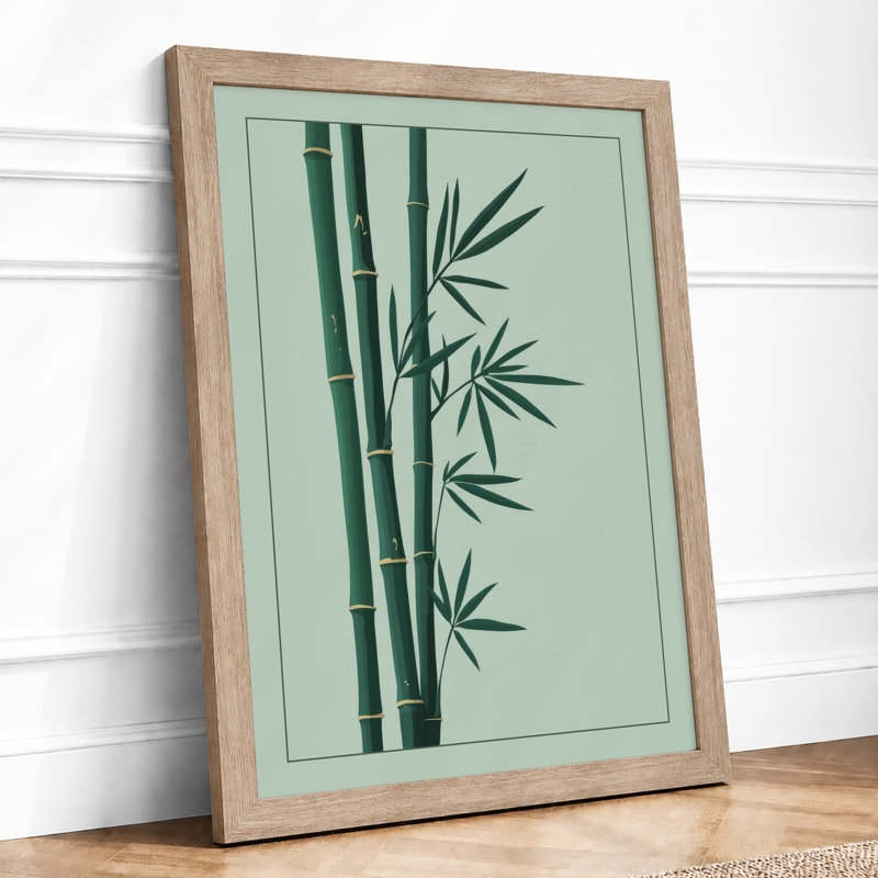 Bamboo Study Japandi - Framed Print, A4 - 29.7 x 21.0 cm, Oak