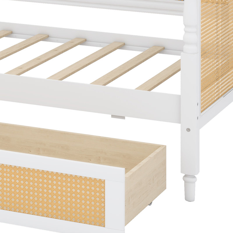 Space-Saving Traditional Daybed with Multi-Drawer Storage, Ideal for Guest Rooms and Studios, Antique White