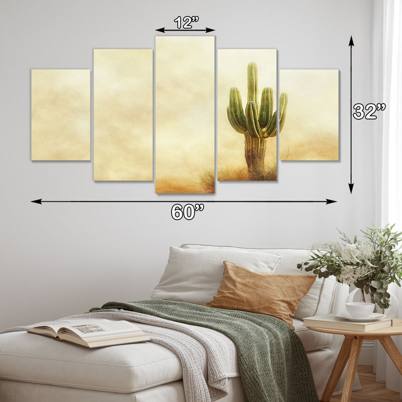 Cactus tempête de sable I - Art mural floral cactus - Art mural traditionnel pour le salon