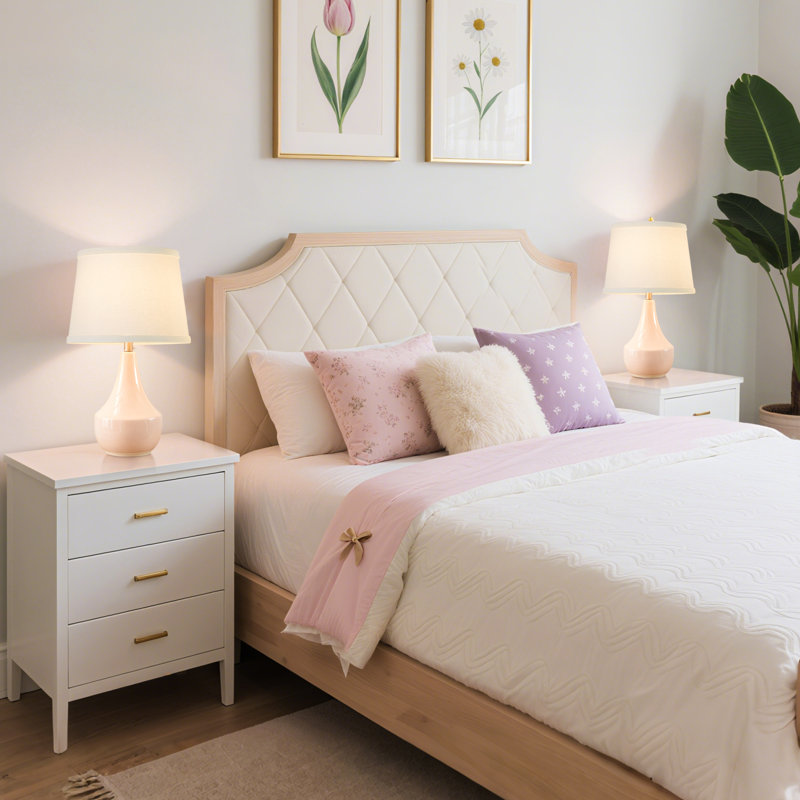 Petite lampe de table en céramique avec lampe de table et table de chevet 18,58 po Abdullateef (ampoule incluse), Rose