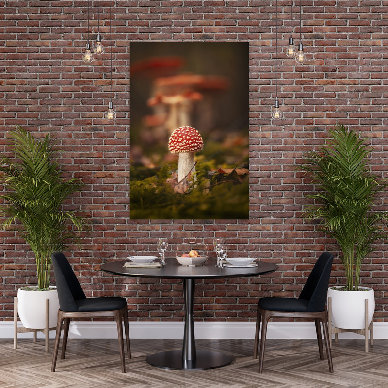 Enchanted Forest Mushroom Vibrant Abstract Contemporary Fly Moss Autumn Forest Wall Art Print, 152.4cm H x 101.6cm W