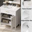 Meuble-lavabo blanc 31 po avec lavabo, charnières à fermeture en douceur, tablettes intérieures réglables, forme incurvée, pieds en bois d'hévéa, poignées dorées mates, élégant pour les salles de bain de style bord de mer en blanc, profil en céramique-845927701