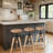 Minimalist Oak Wood Adjustable Bar Counter Stool, Natural Oak Wood