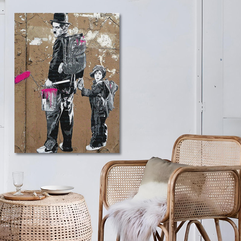 Superbe peinture décorative sur toile Banksy, 19,7 po x 27,6 po | 100% toile, cadre en bois | Impression numérique pour décoration intérieure moderne, unique et accrocheuse
