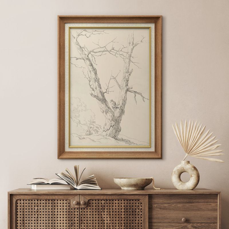 Esquisse d'arbre classique classique avec illustrations monochromes beiges élégantes de Farnhouse, Naturel