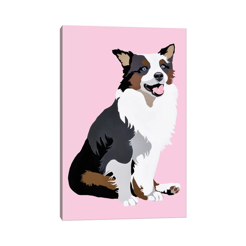 Woof On Pink by Julie Ahmad - Wrapped Canvas Print, 20.32 cm H x 30.48 cm W
