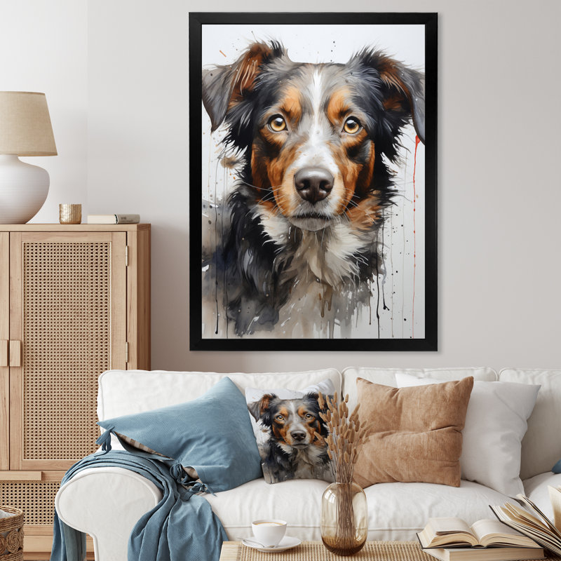Dog Inquisitive Canine, reproduction d'art sur toile, Noir, H 20 po x l 12 po x P 1 po
