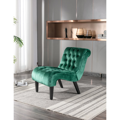 Comfy Velvet Seat With Piped Edge - Living Room Accent Chair For Various Spaces