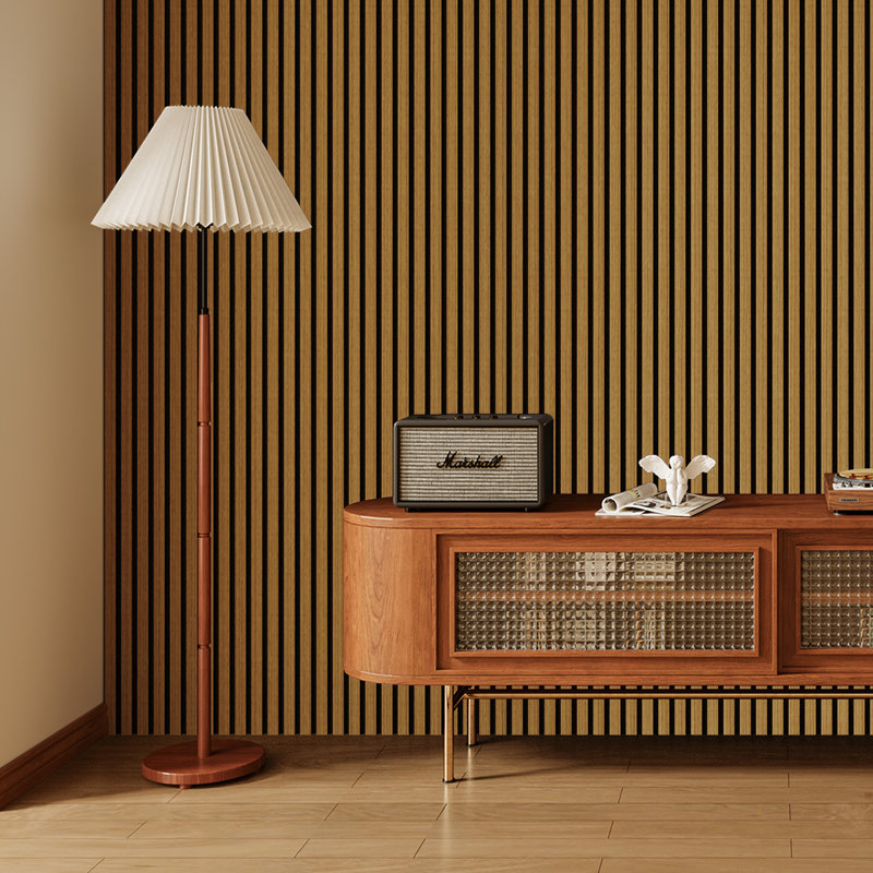 2 PCS 106"L x 20.5"W & 94.5'' Lx 24"W Acoustic Slat Wall Panels, Eco-Wood Look for Home/Office Wall & Ceiling, Medium Oak