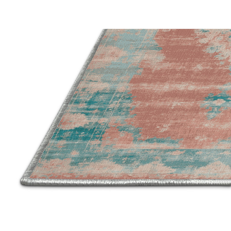 Tapis beige surteint lavable à la machine, Rond 3 pi