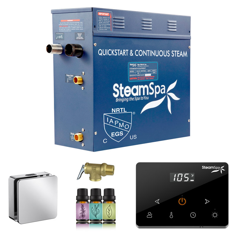 Oasis Series 6KW Steam Bath Generator With Continuous Steam Plus Easy Touch Pad, Chrome