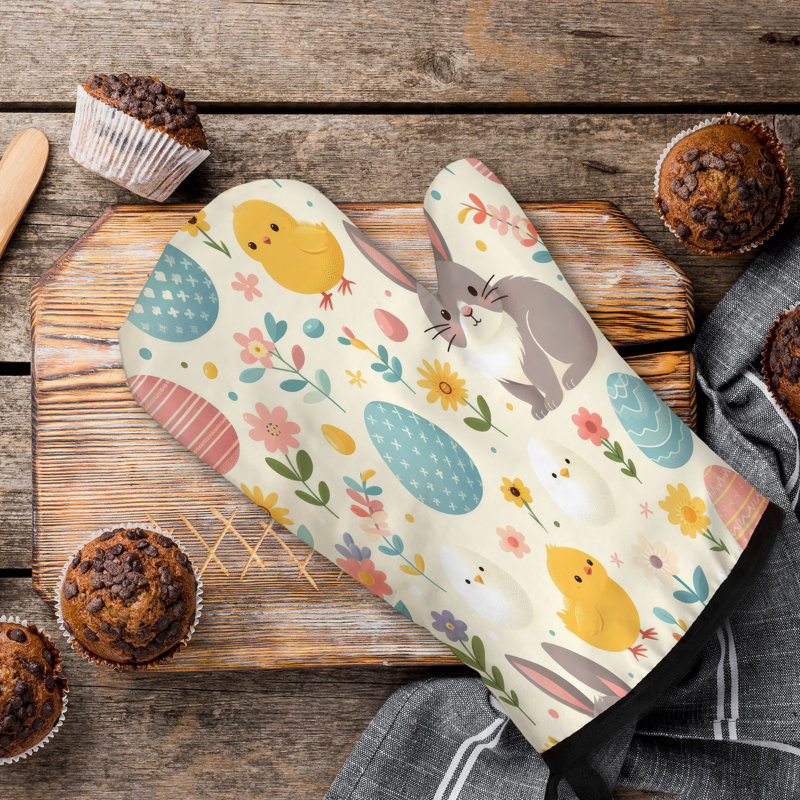 Spring Bunny Oven Mitt Cotton Twill