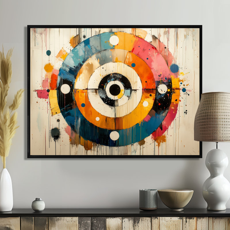 Abstrait, labyrinthe prismatique de vinyle, musique II, H 30 po x l 40 po, Noir, Cadre flottant