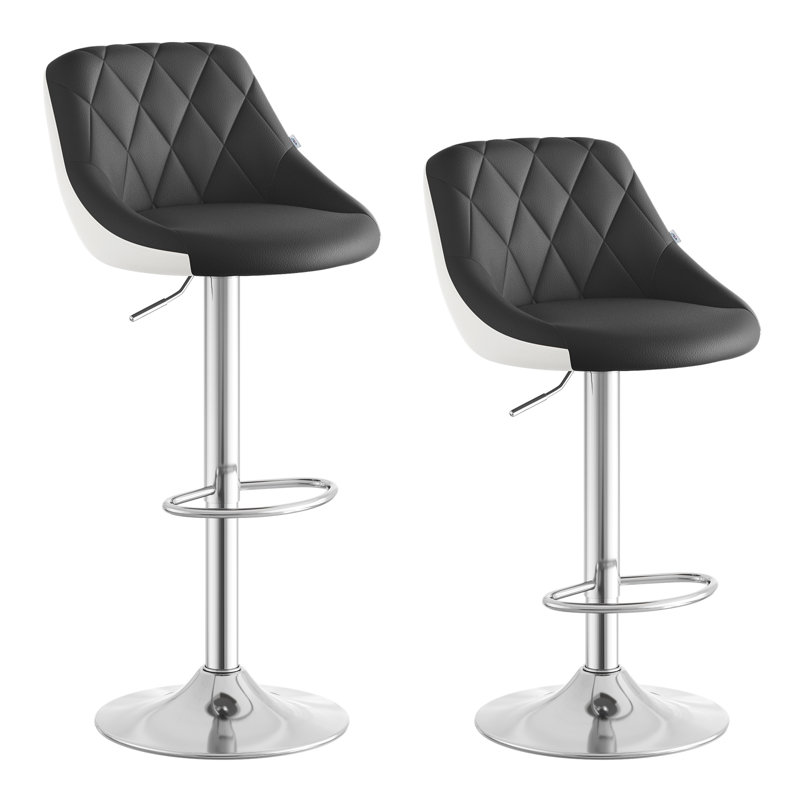 Dequay Swivel Bar Stool, Black/White