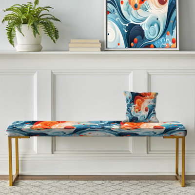 Yin and Yang Symmetry - Banc rembourré oriental doré